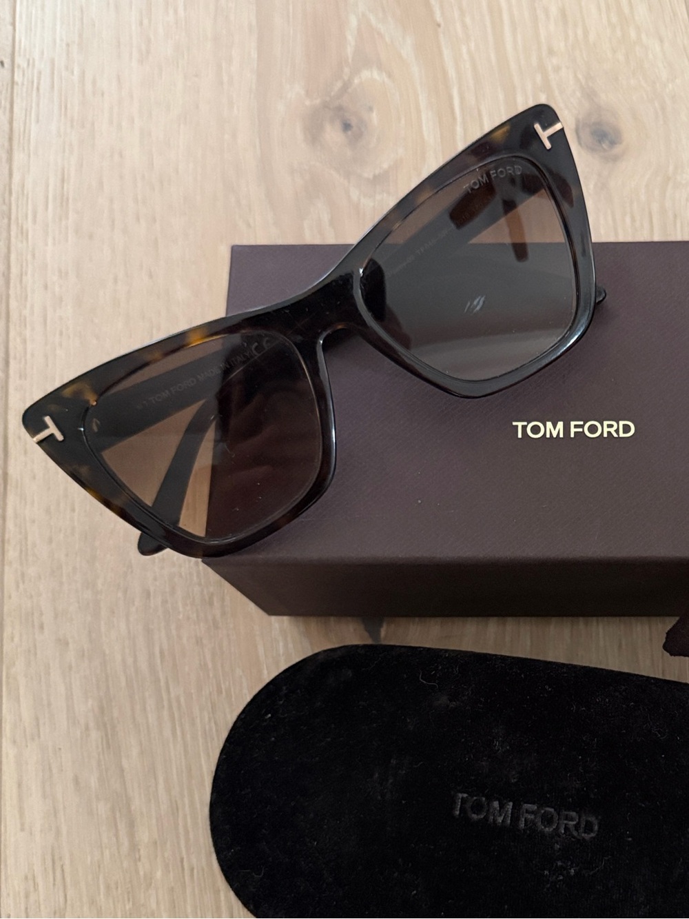 Tom Ford Women’s Black Brown Cat-Eye Sunglasses
